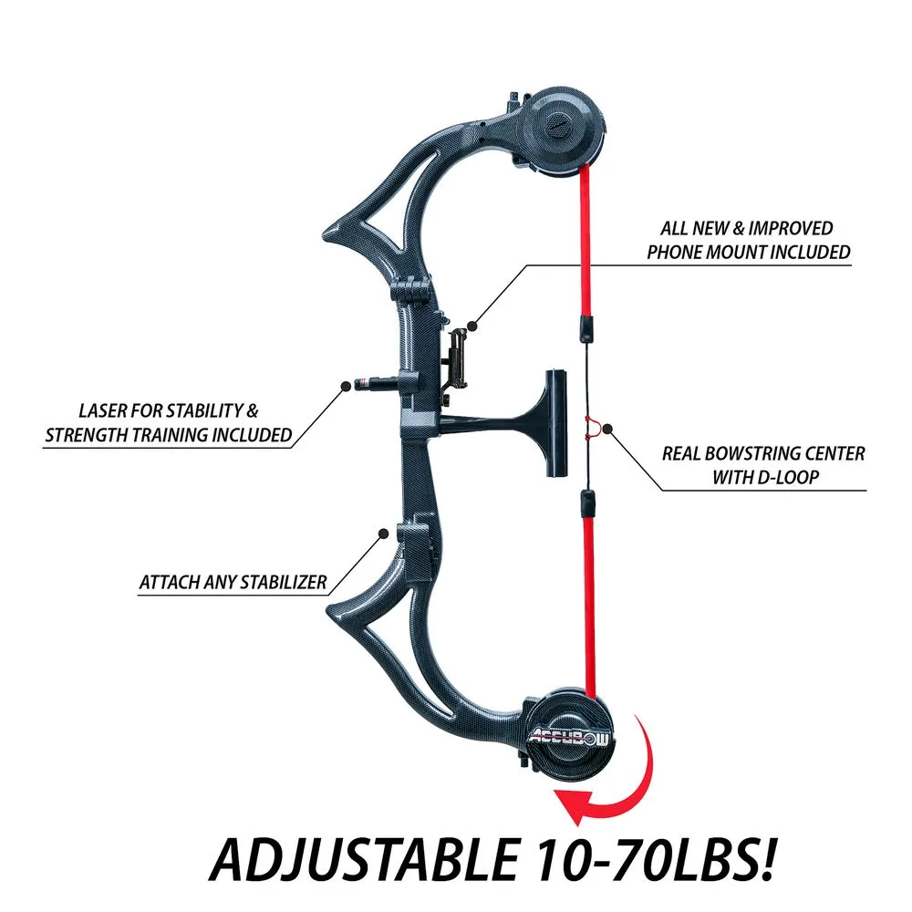 AccuBow 2.0 Carbon Fiber Virtual Archery Training Bundle Package - Silver