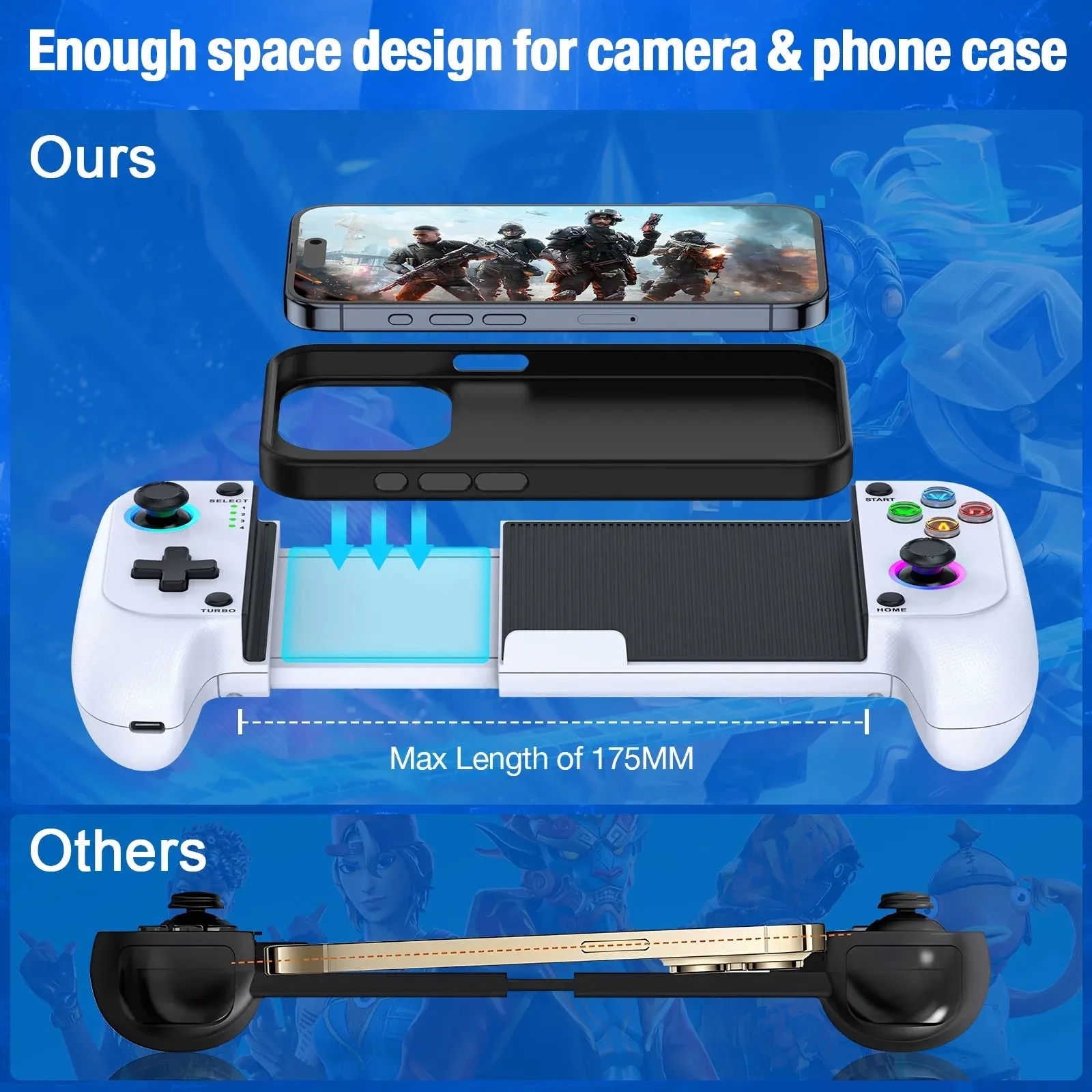 Beboncool Mobile Gaming Controller for Android /IPhone, Wireless Gamepad Designed for Xbox Game Pass Ultimate, Steam Link, Arcade, GeForce Now, White