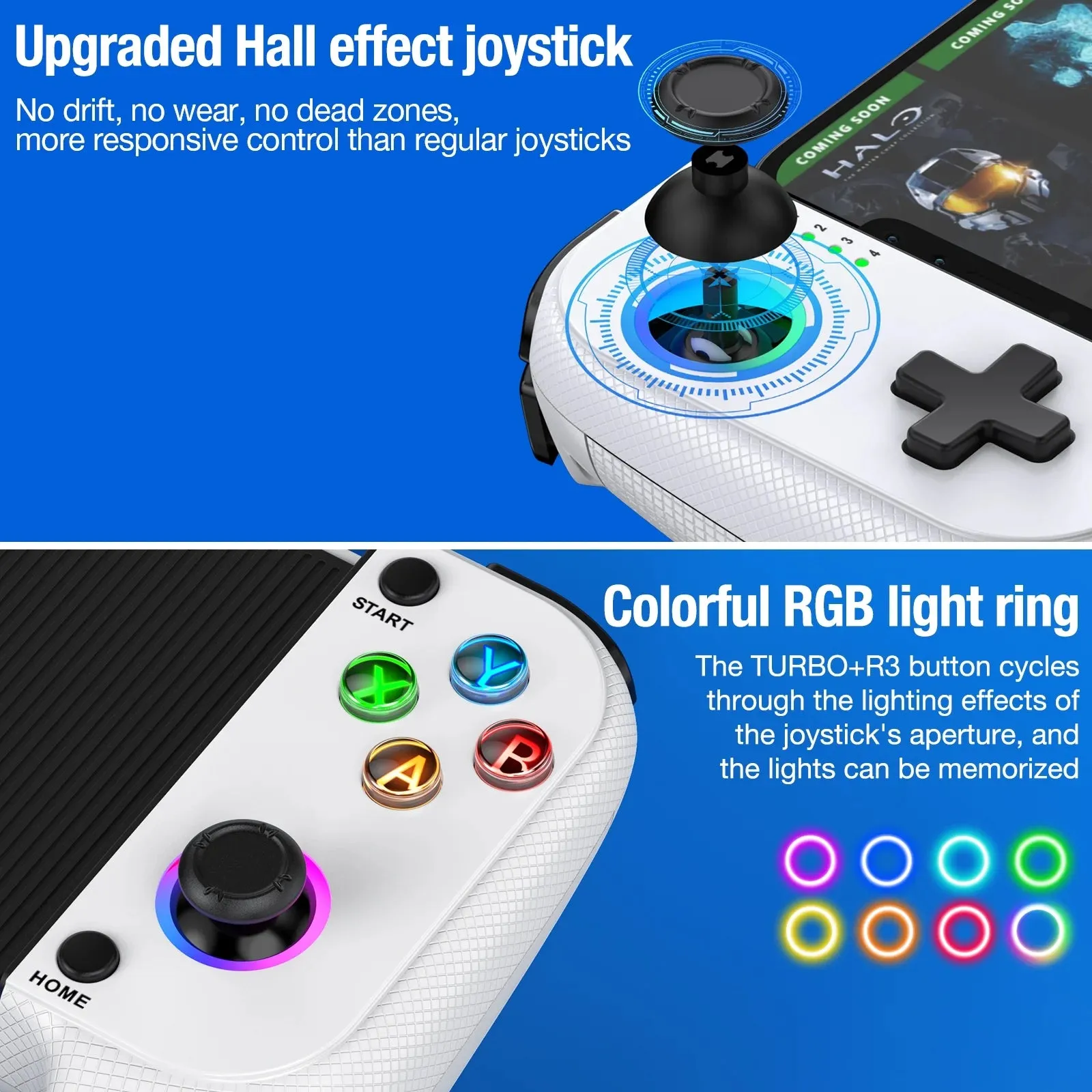 Beboncool Mobile Gaming Controller for Android /IPhone, Wireless Gamepad Designed for Xbox Game Pass Ultimate, Steam Link, Arcade, GeForce Now, White