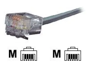 Black Box Modular Straight-Pinning - Phone cable - RJ-11 (M) to RJ-11 (M) - 50 ft - stranded - gray EL04MS-MM-50