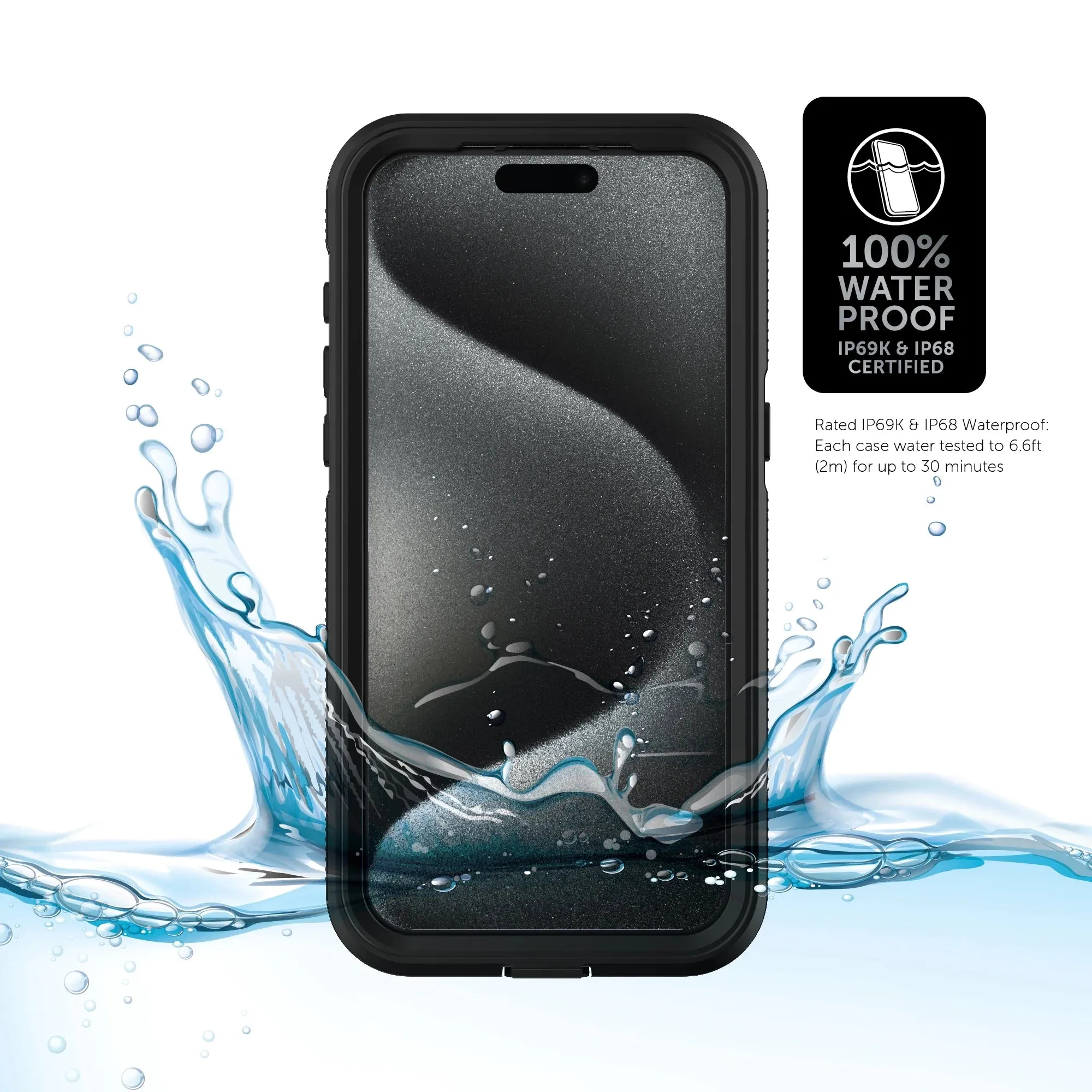 Body Glove 100073977 Tidal Waterproof Phone Case for iPhone 15 Pro - Black/Clear