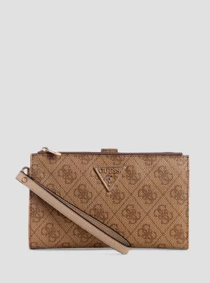 Brown Logo Laurel Double Zip Organiser Wallet