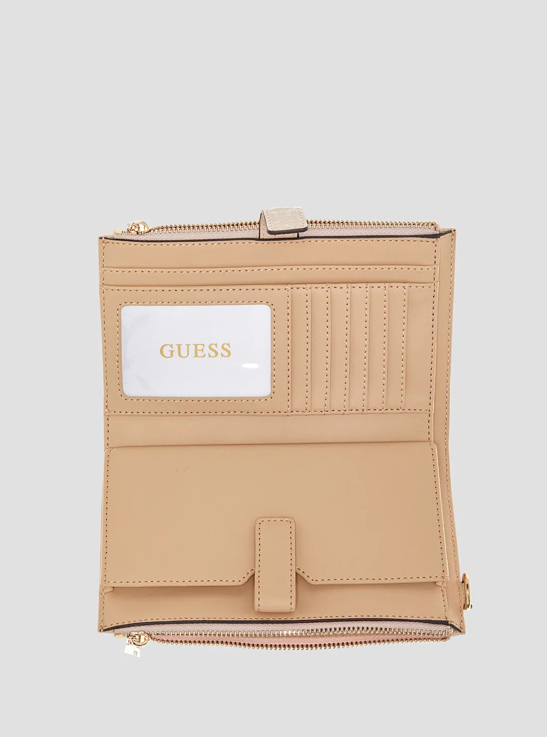 Brown Logo Laurel Double Zip Organiser Wallet