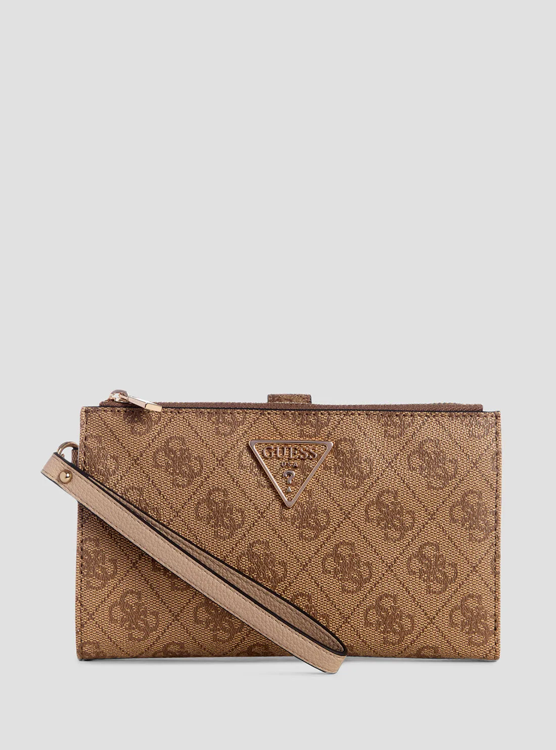 Brown Logo Laurel Double Zip Organiser Wallet
