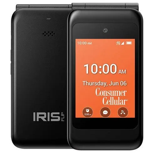 Consumer Cellular Iris, 8GB, Black - Flip Phone