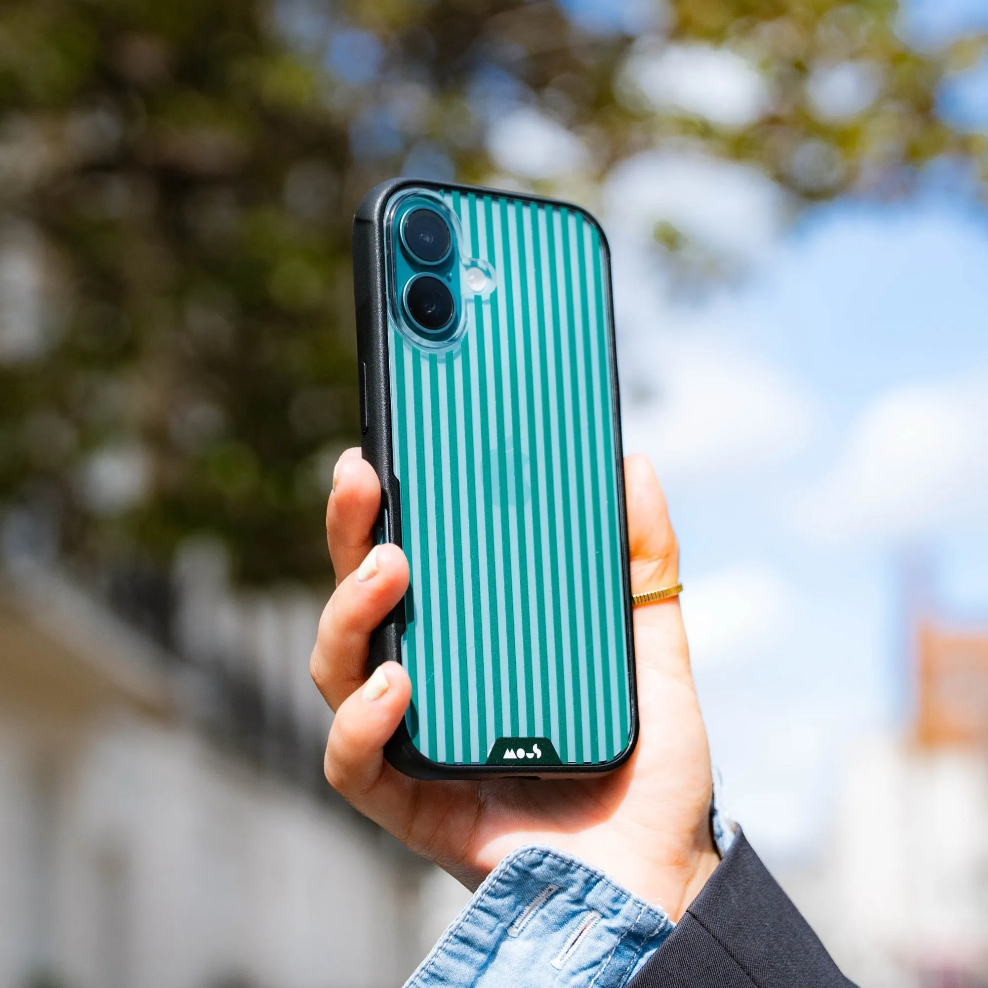 Evergreen Protective Phone Case - Clarity x Pinstripe