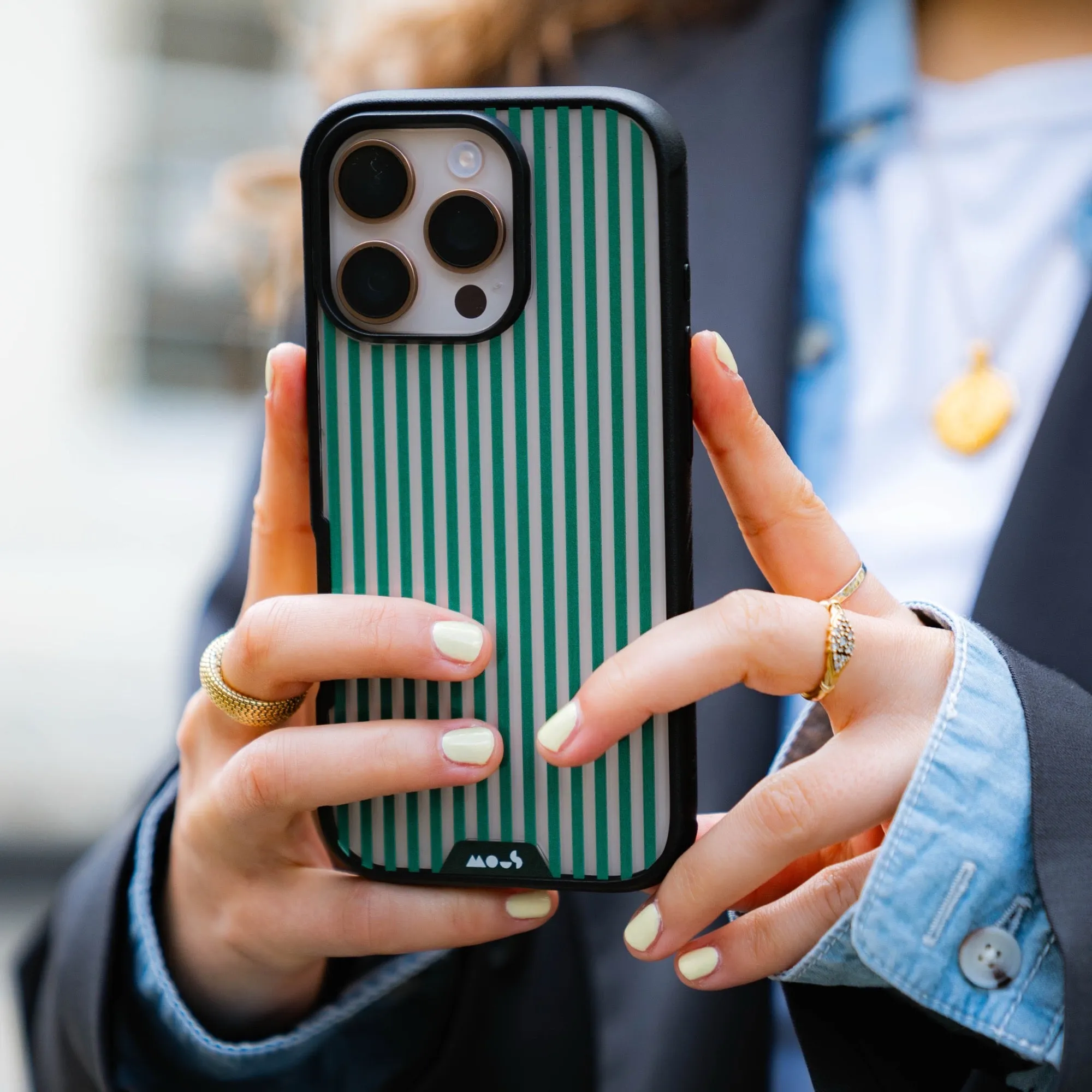 Evergreen Protective Phone Case - Clarity x Pinstripe