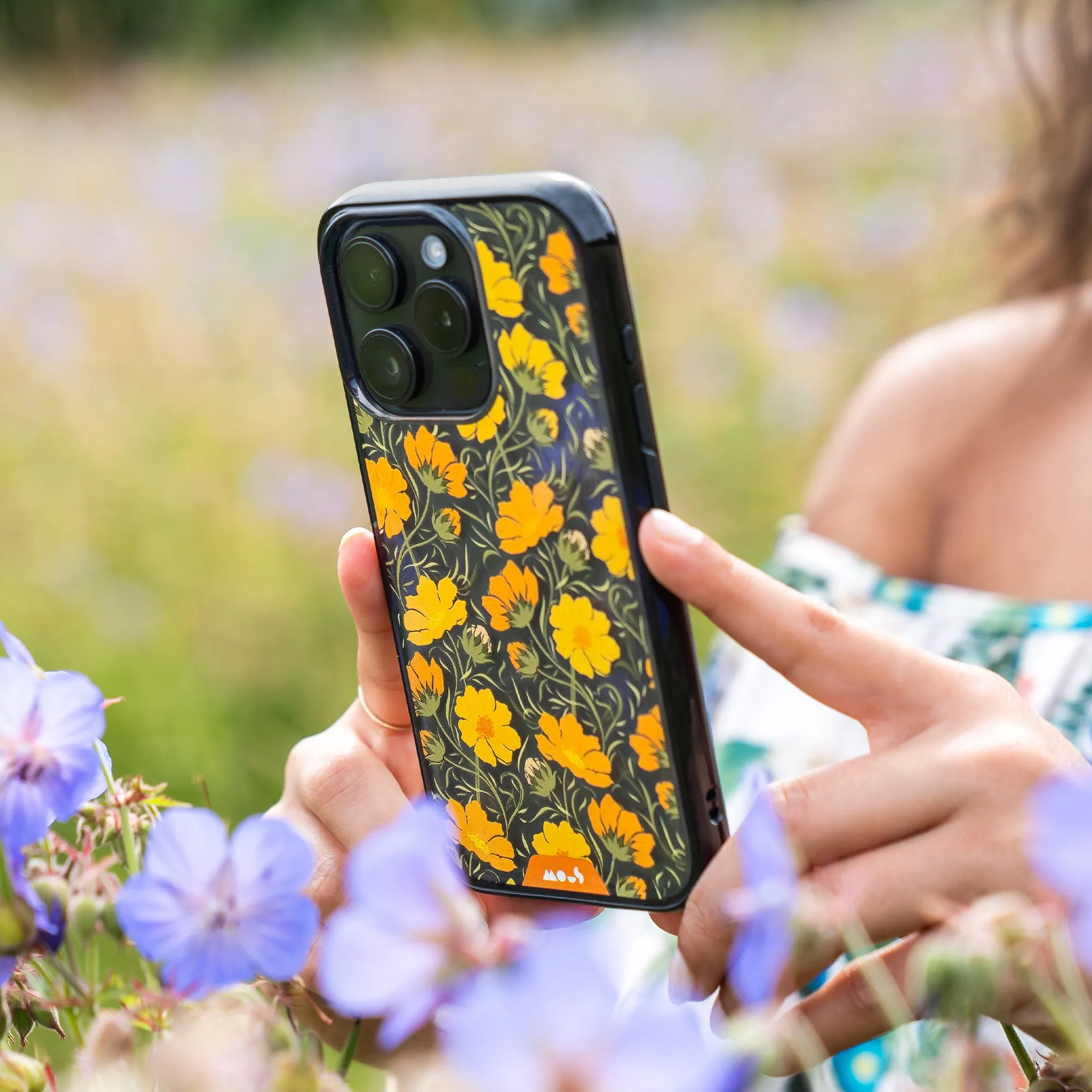 Flowers Printed Phone Case – Cosmos Orange