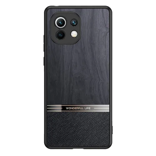 For Xiaomi Mi 11 Shang Rui Wood Grain Skin PU   TPU Shockproof Case(Wood