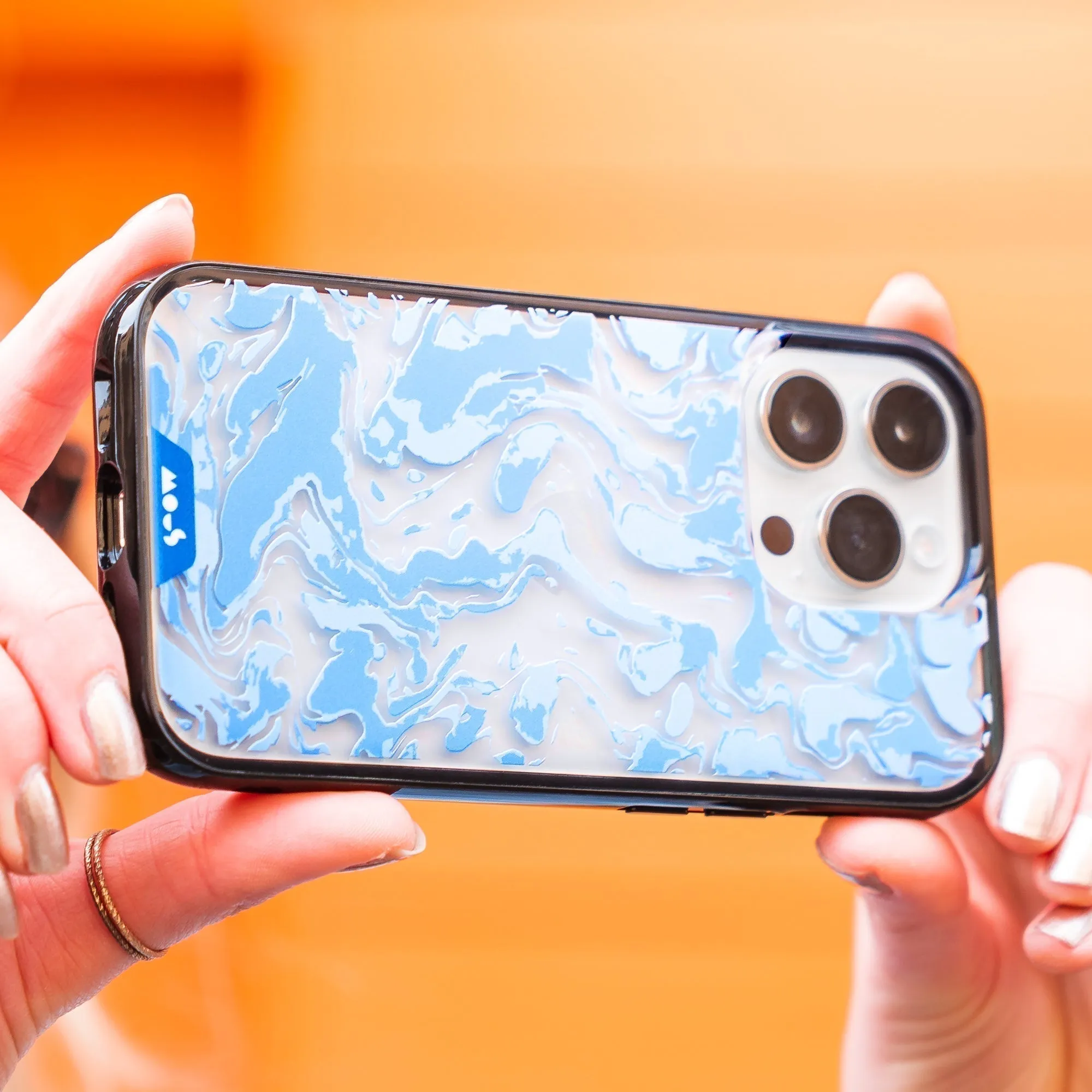 Marbled Sky Blue Printed Phone Case