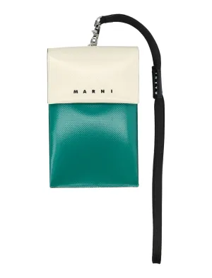 Marni Logo Printed Two Toned Strappy Phone Pouch