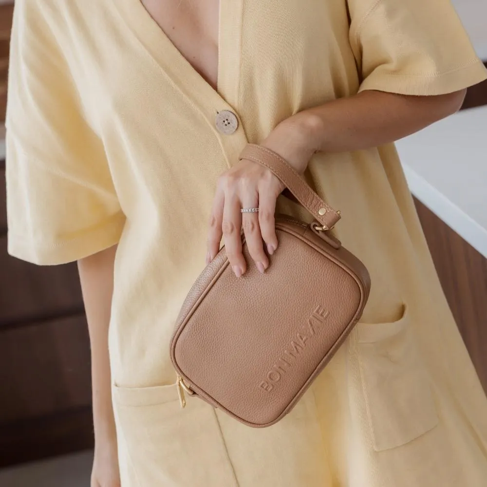 Mini Sidekick Leather Wallet Crossbody -- Tan