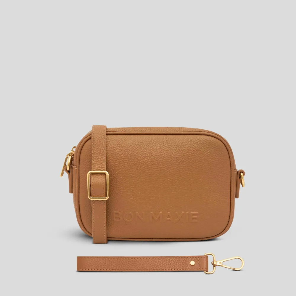 Mini Sidekick Leather Wallet Crossbody -- Tan