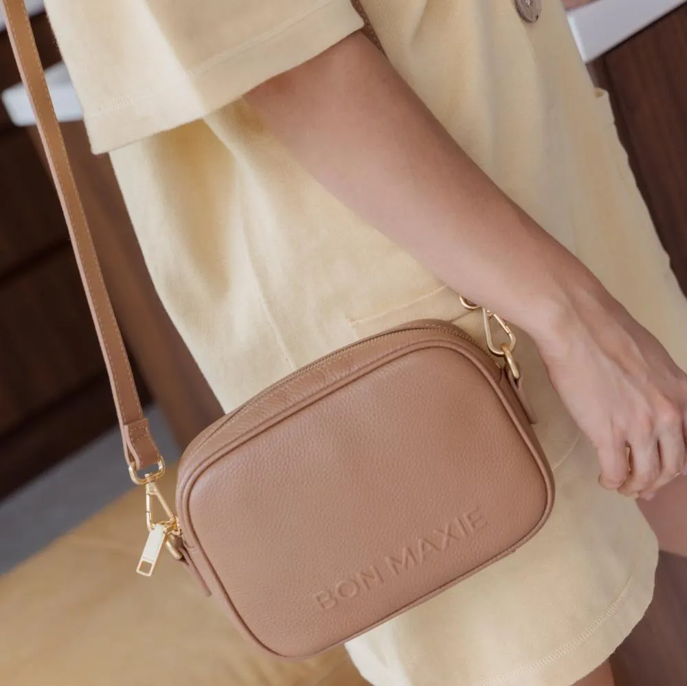 Mini Sidekick Leather Wallet Crossbody -- Tan