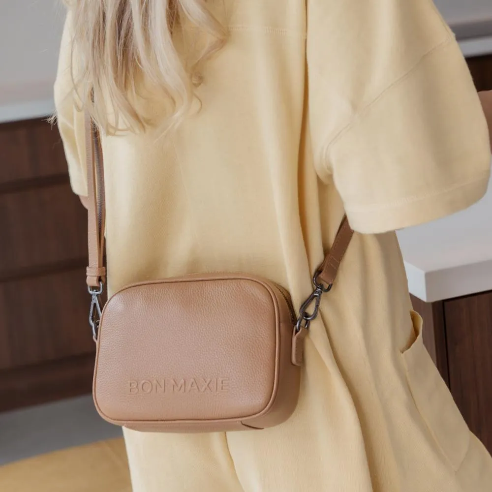 Mini Sidekick Leather Wallet Crossbody -- Tan