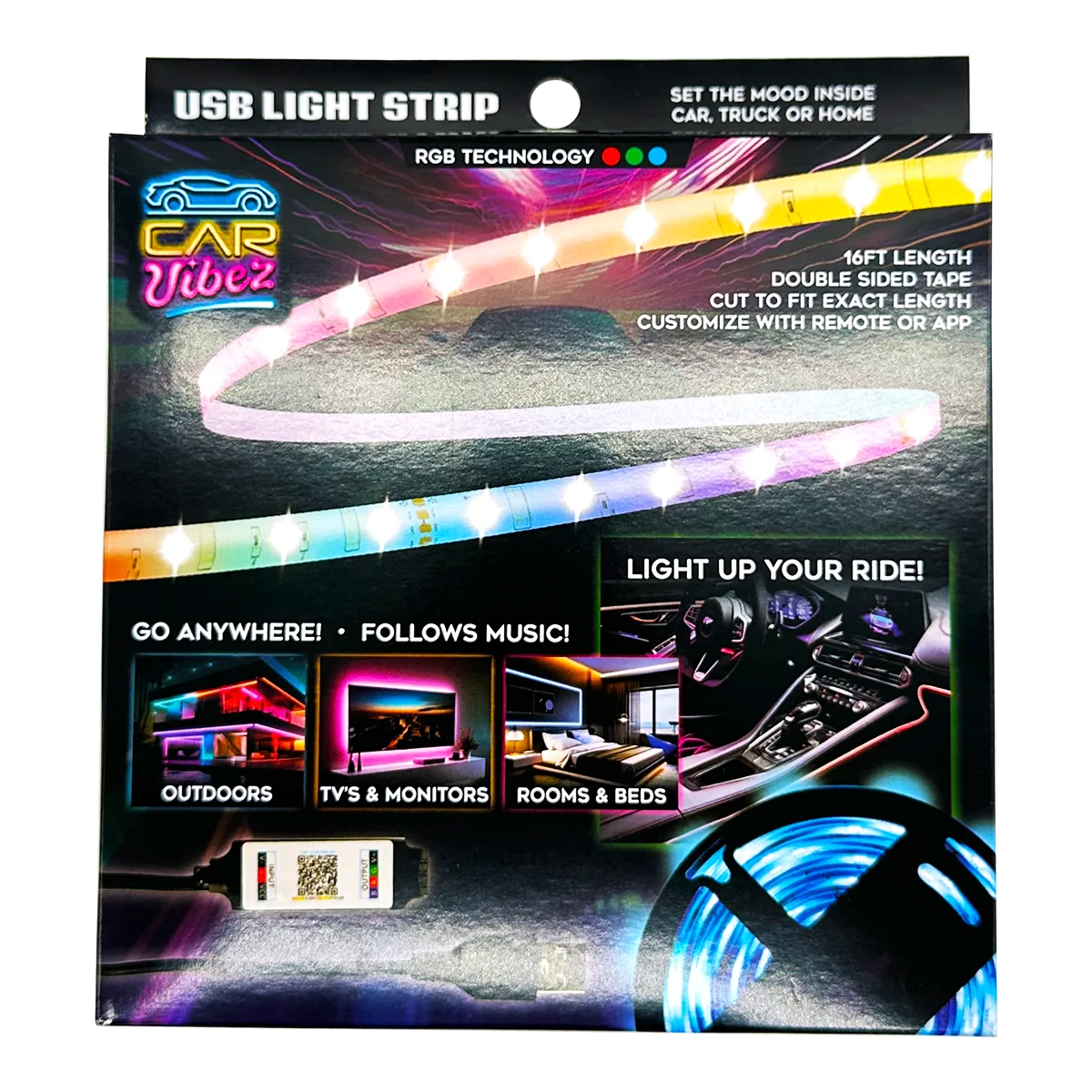 Mood Light Strip USB with Remote 16FT - 6 Pieces Per Pack 24338AZ