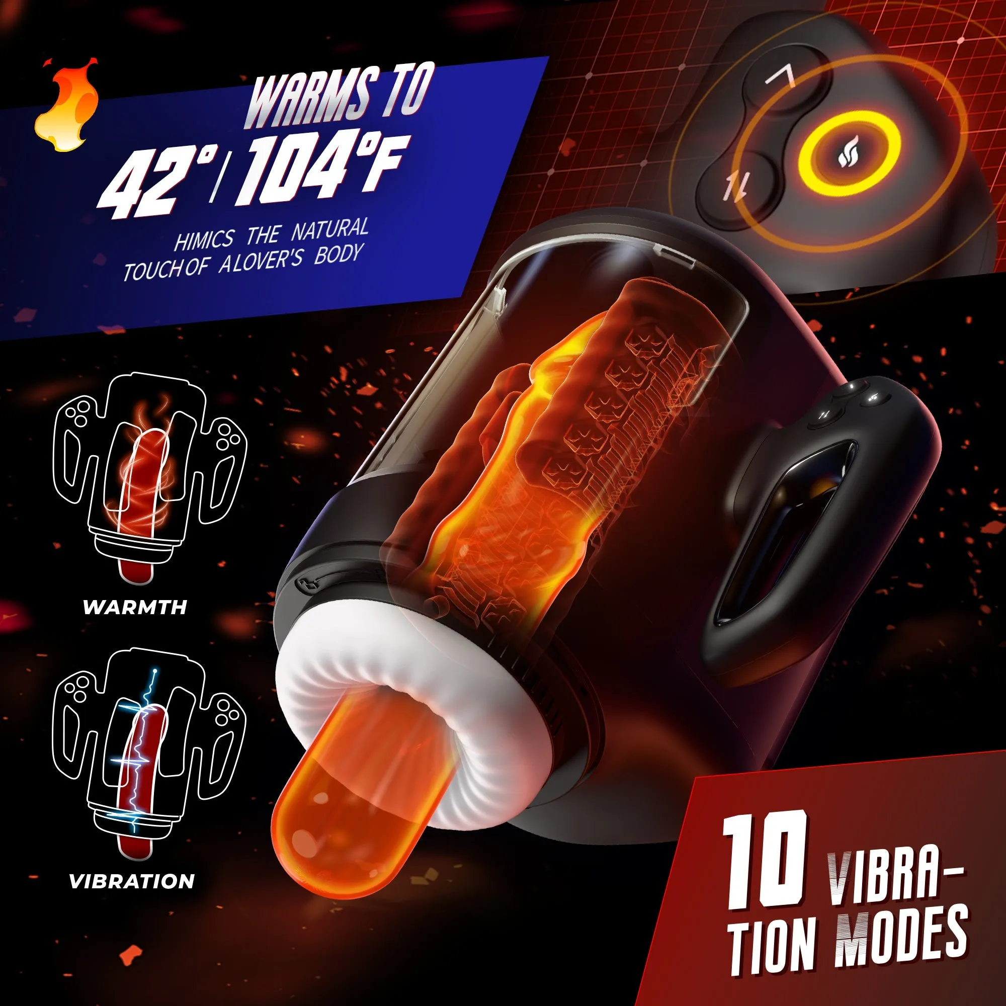 Rubbing Masturbator Cup with Vibrating, Heating & Phone Mount