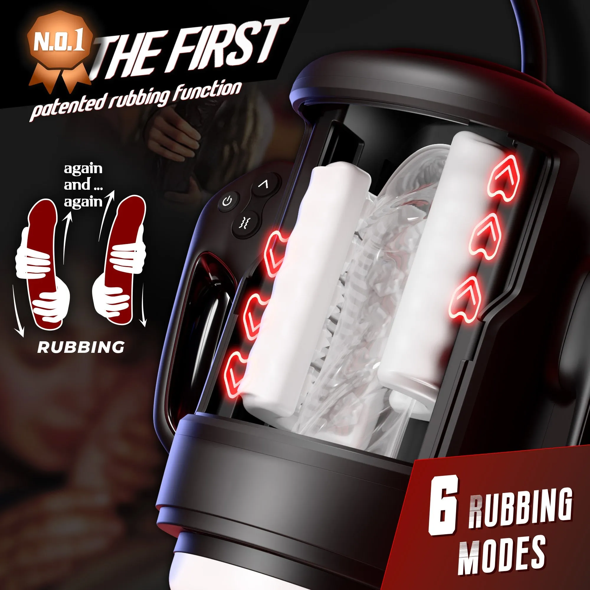 Rubbing Masturbator Cup with Vibrating, Heating & Phone Mount
