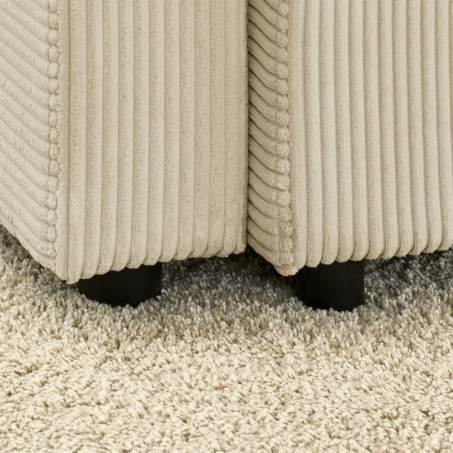 Streamdale Beige Corduroy Sofa with Storage, Cup & Phone Holders