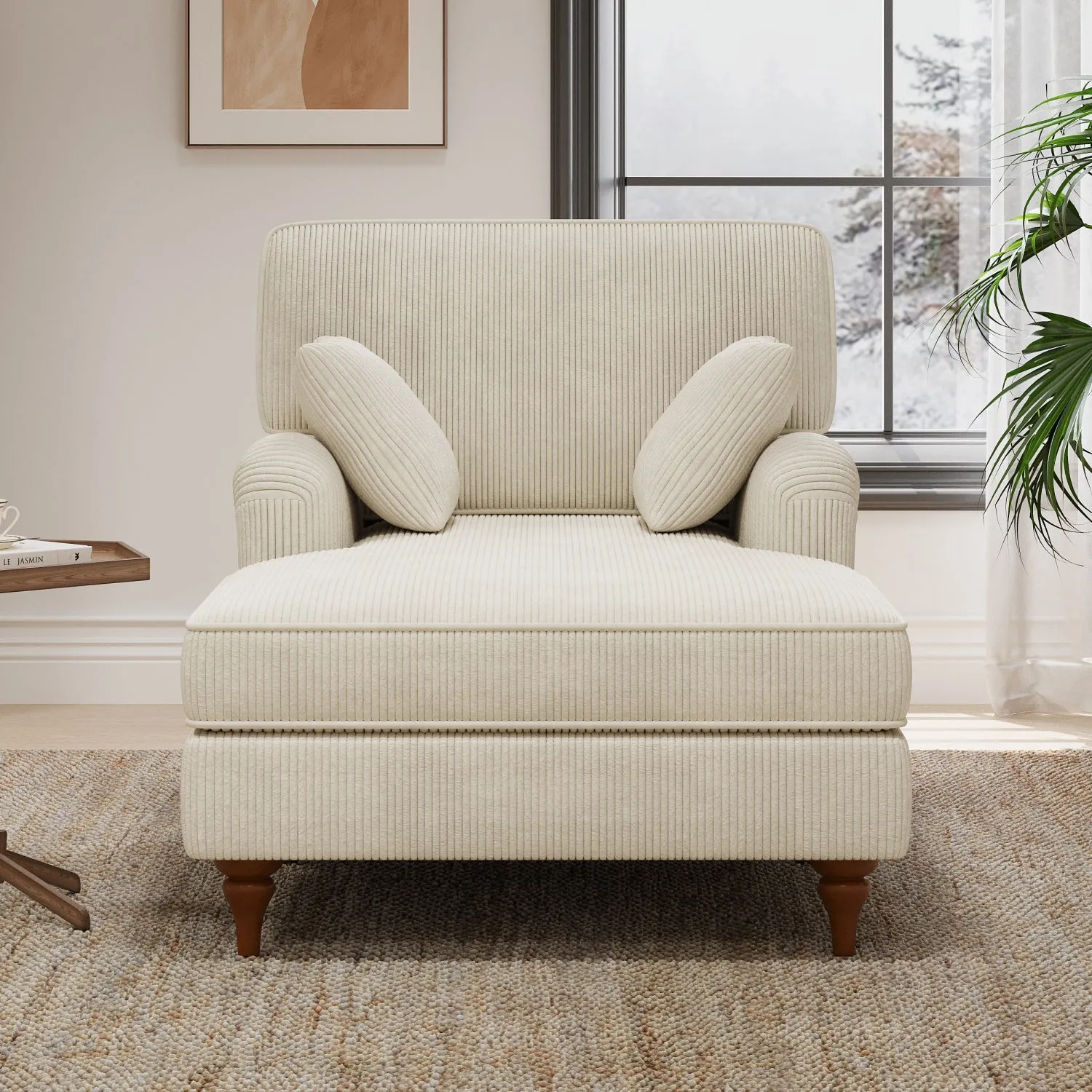 Streamdale Oversized Corduroy Chaise Lounge with Pillows
