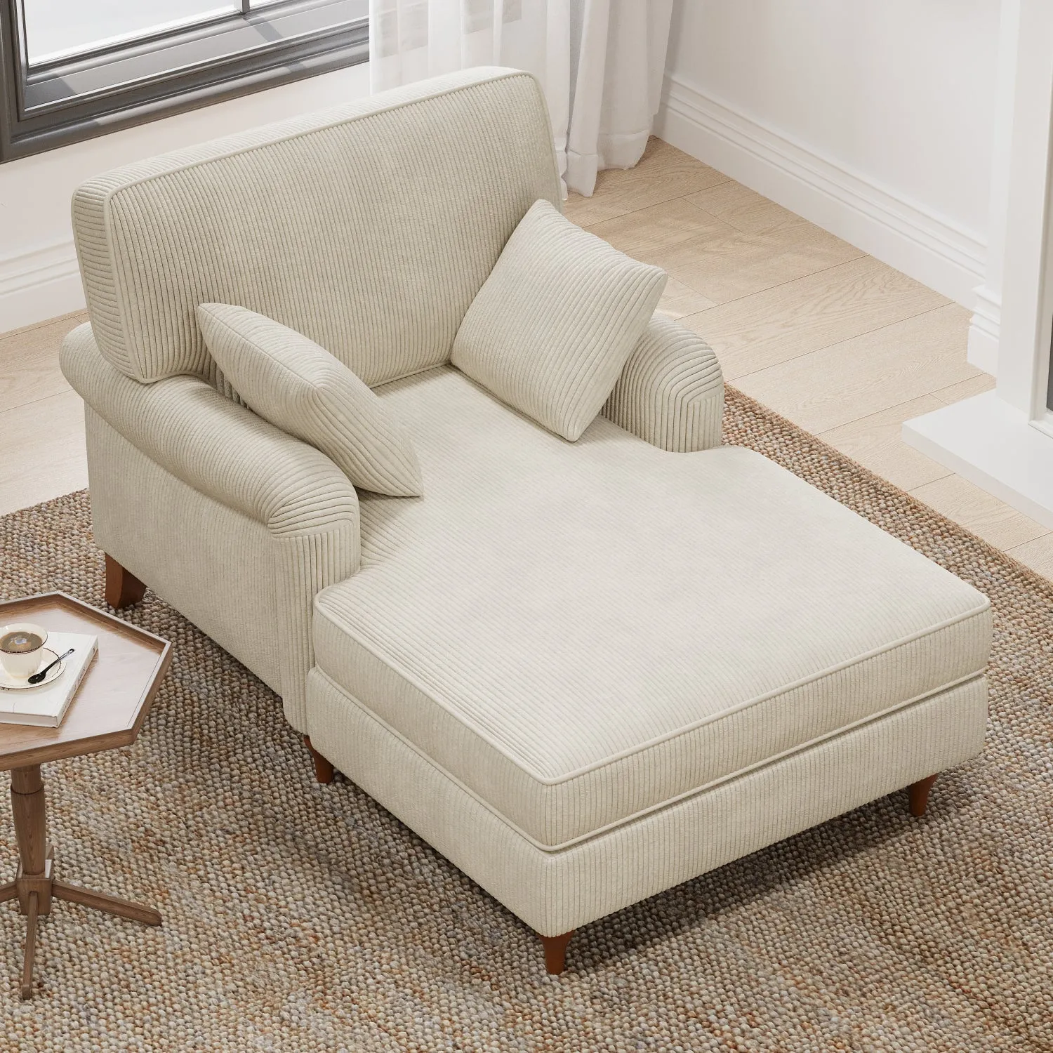 Streamdale Oversized Corduroy Chaise Lounge with Pillows