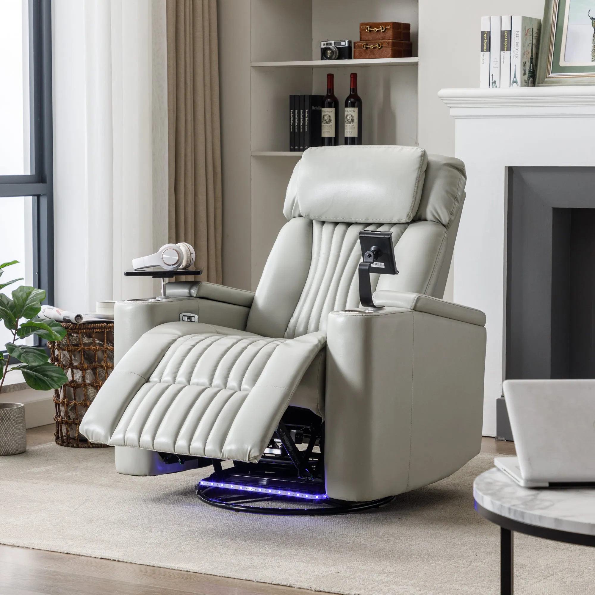 Streamdale Power Swivel Recliner with Home Theater Features