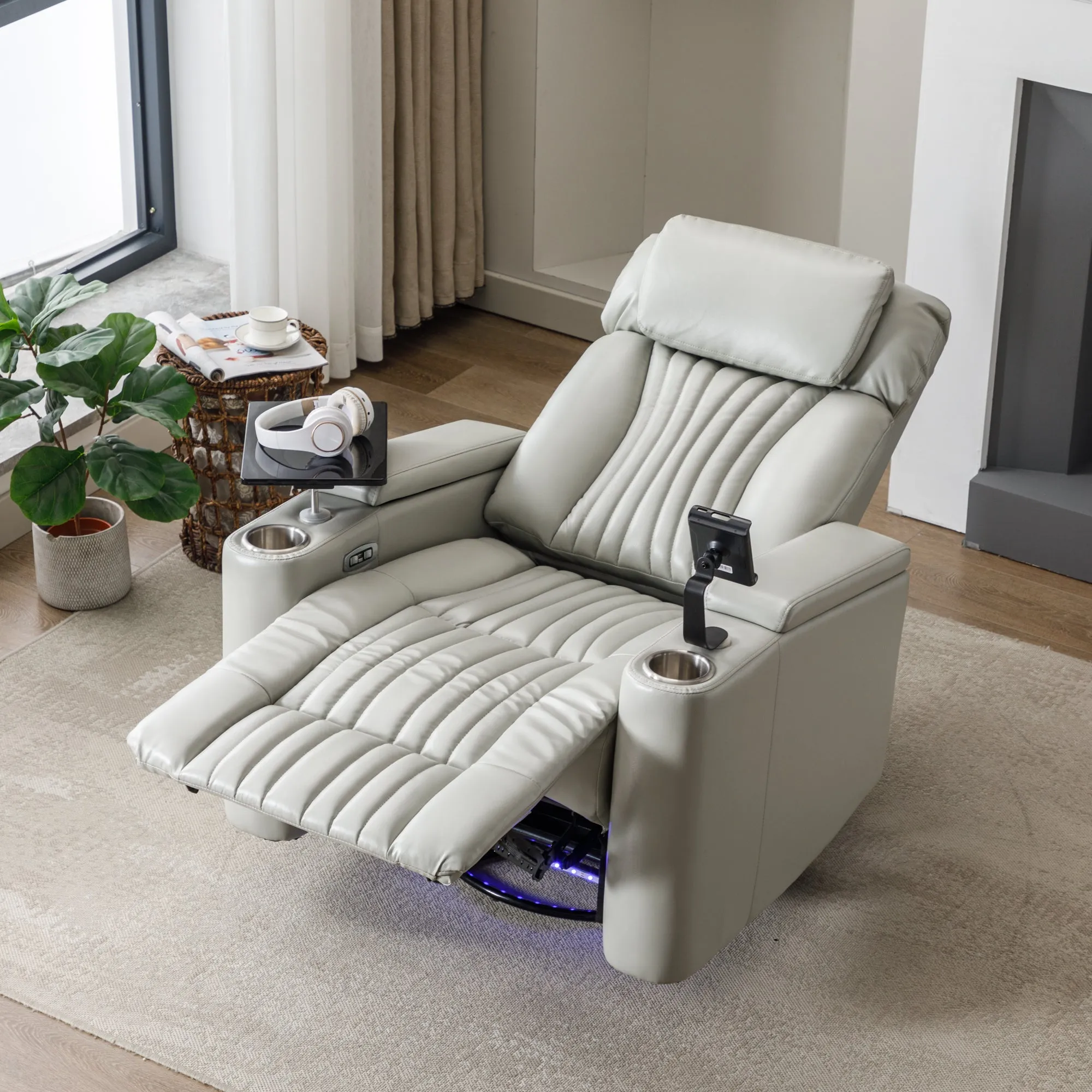 Streamdale Power Swivel Recliner with Home Theater Features