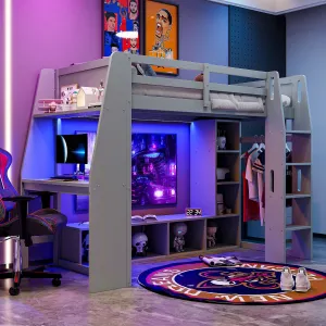 Streamdale Twin Gaming Loft Bed with Desk & Storage