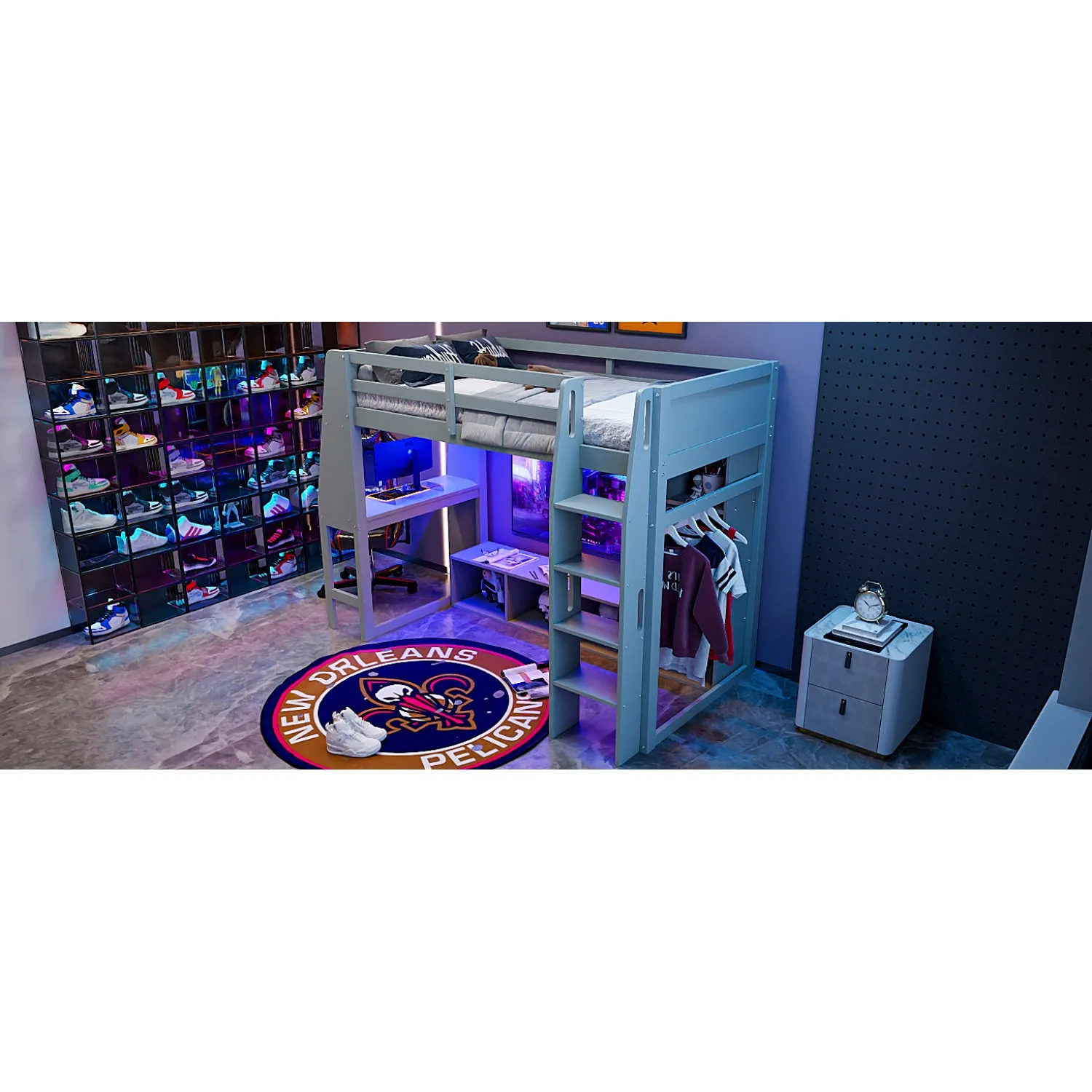 Streamdale Twin Gaming Loft Bed with Desk & Storage