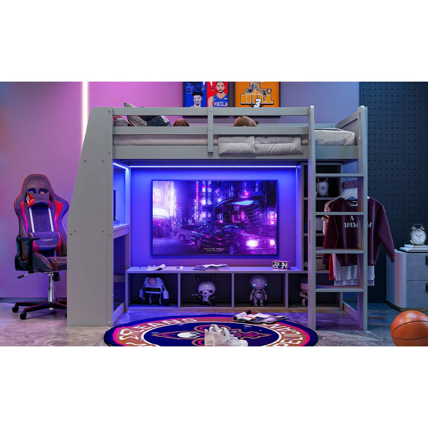 Streamdale Twin Gaming Loft Bed with Desk & Storage