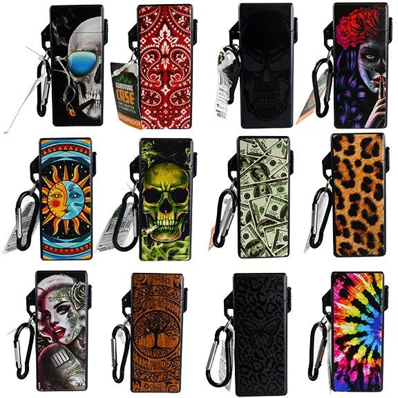 Survival Cigarette and Lighter Case with Carabineer - 12 Pieces Per Retail Ready Display 22432